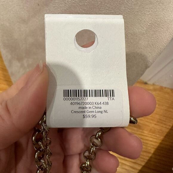 Cold Water Creek half circle brown gems gold long statement necklace - Picture 4 of 4